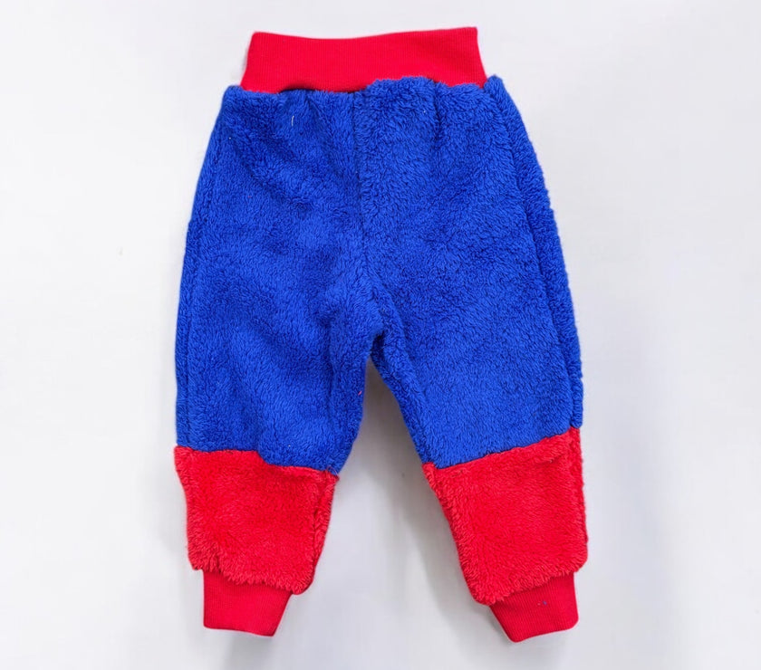 Fur pants mixed blue/red