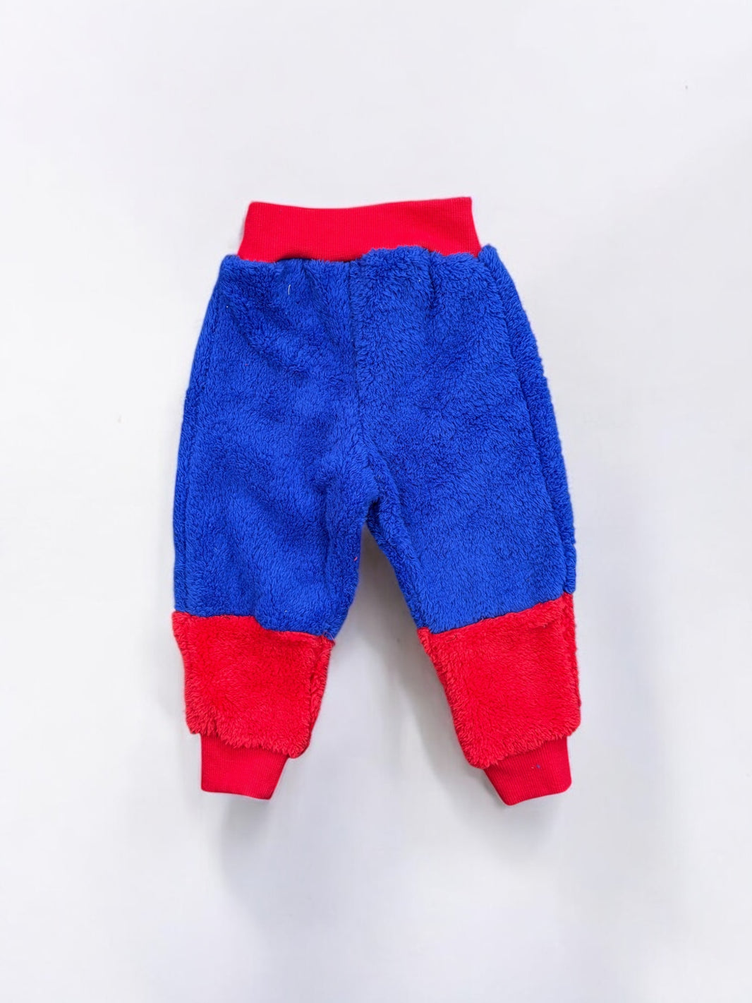 Fur pants mixed blue/red