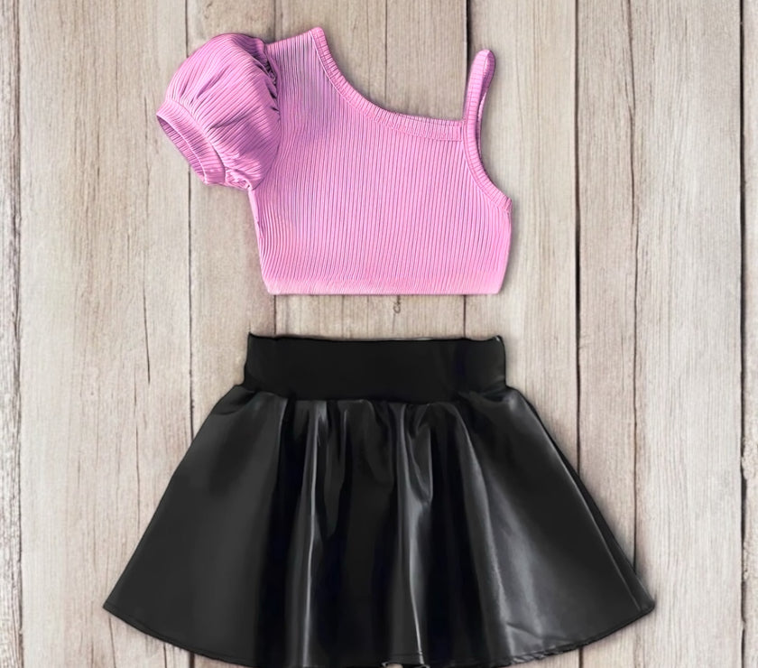 Frouns Top With Leather Skirt