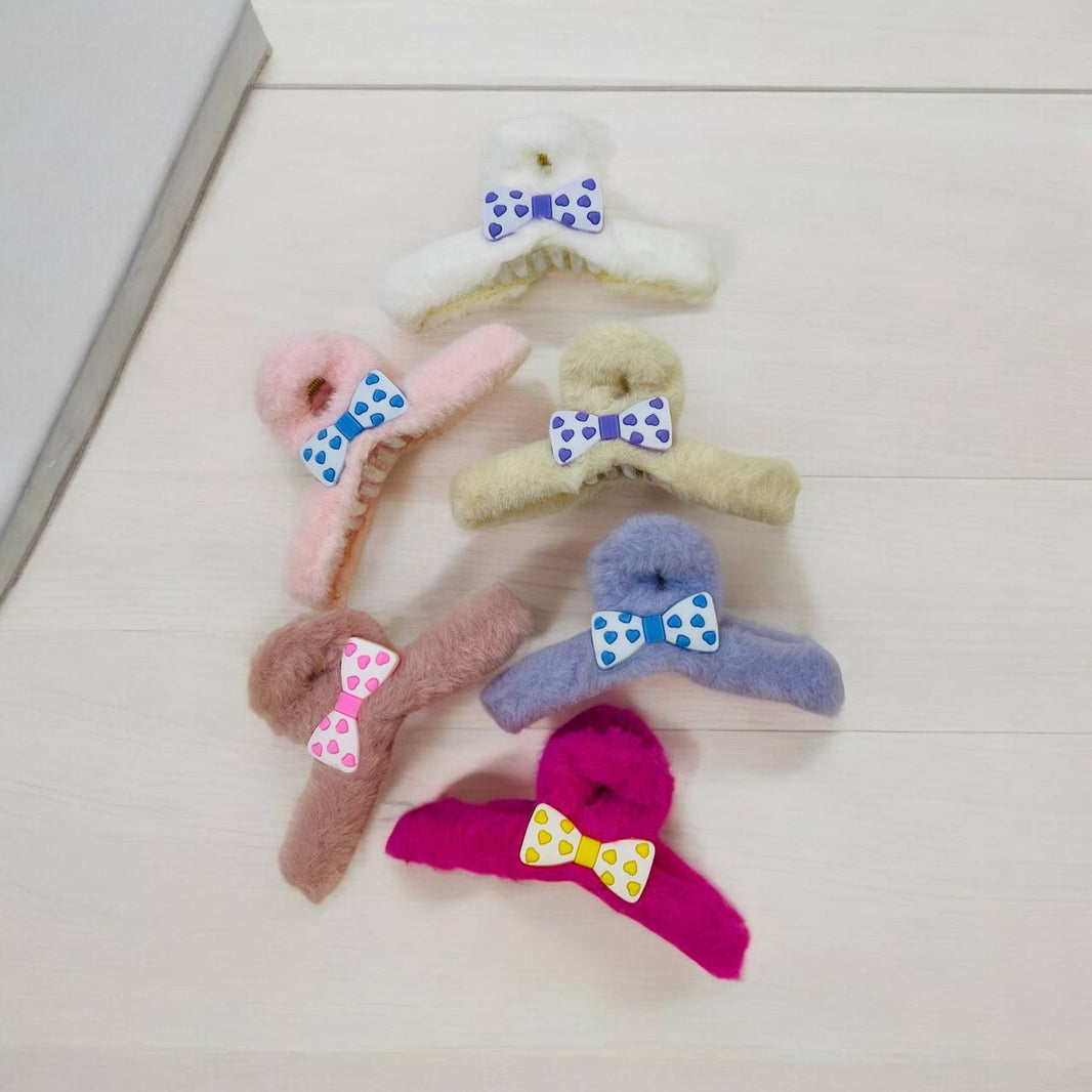 Plush Bow Hair Clips